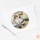 Mary Cassatt, Kinderen spelen op het strand, Ronde Sticker (Envelop)