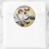 Mary Cassatt, Kinderen spelen op het strand, Ronde Sticker (Tas)