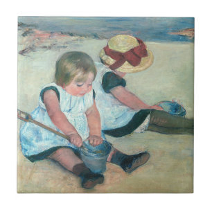 Mary Cassatt - Kinderen spelen op het strand Tegeltje