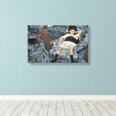 Mary Cassatt - Klein meisje in blauwe fauteuil Canvas Afdruk (Insitu (Houten vloer))