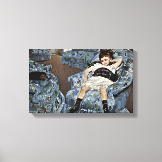 Mary Cassatt - Klein meisje in blauwe fauteuil Canvas Afdruk (Voorkant)