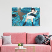 Mary Cassatt - klein meisje in een blauwe stoel Canvas Afdruk (Insitu (Woonkamer))