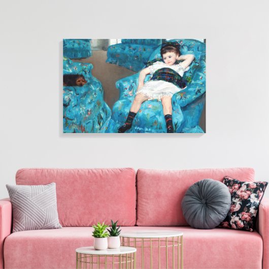 Mary Cassatt - klein meisje in een blauwe stoel Canvas Afdruk (Insitu (Woonkamer))