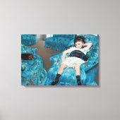 Mary Cassatt - klein meisje in een blauwe stoel Canvas Afdruk (Voorkant)