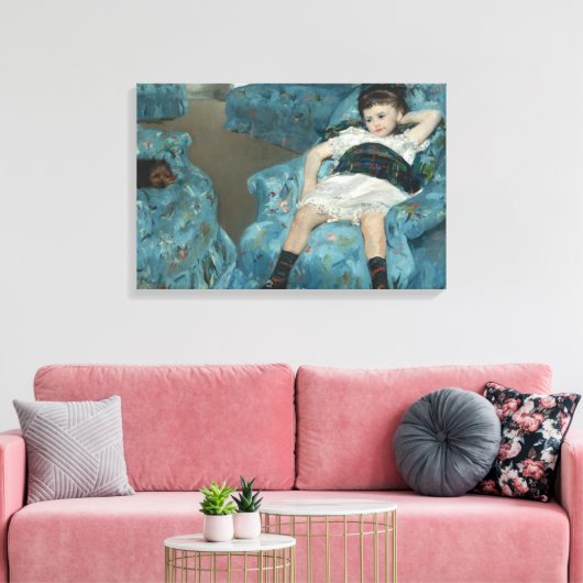 Mary Cassatt - klein meisje in een blauwe stoel Canvas Afdruk (Insitu (Woonkamer))