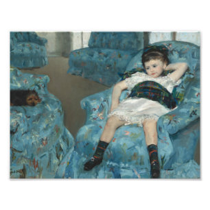 Mary Cassatt - klein meisje in een blauwe stoel Foto Afdruk