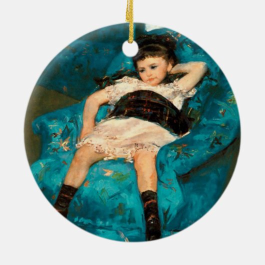 Mary Cassatt | Klein meisje in een blauwe stoel Keramisch Ornament (Achterkant)