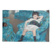 Mary Cassatt - klein meisje in een blauwe stoel Kussensloop (Achterkant)