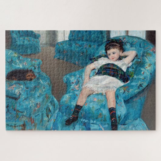 Mary Cassatt - klein meisje in een blauwe stoel Legpuzzel (Horizontaal)