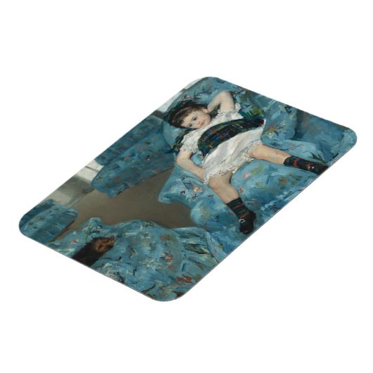 Mary Cassatt - klein meisje in een blauwe stoel Magneet (Linkerzijde)