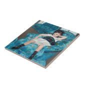 Mary Cassatt - klein meisje in een blauwe stoel Tegeltje (Zijkant)