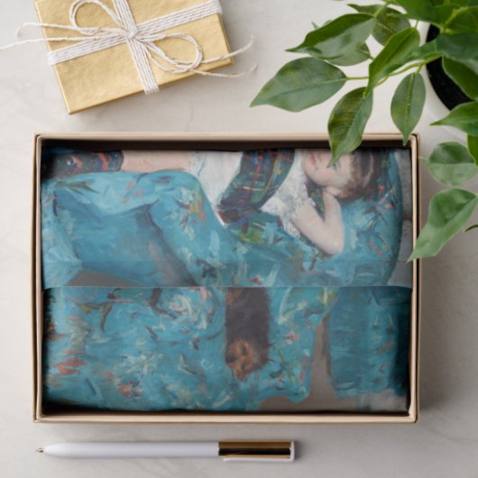 Mary Cassatt - klein meisje in een blauwe stoel Tissuepapier (Geschenk)