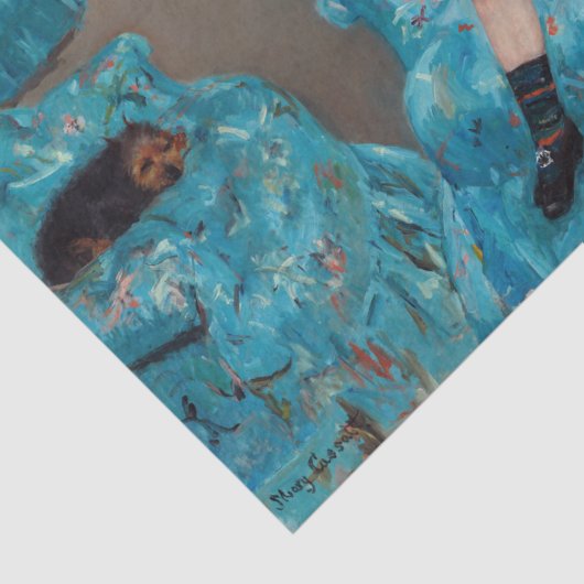 Mary Cassatt - klein meisje in een blauwe stoel Tissuepapier (Detail)