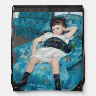 Mary Cassatt - klein meisje in een blauwe stoel Trekkoord Rugzakje