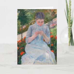 Mary Cassatt kunst - Meisje naait in een tuin Kaart