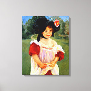 Mary Cassatt - Lente, Margot staand in een tuin Canvas Afdruk