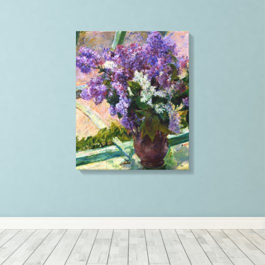 Mary Cassatt Lilacs in een raam Canvas Afdruk (Insitu (Houten vloer))