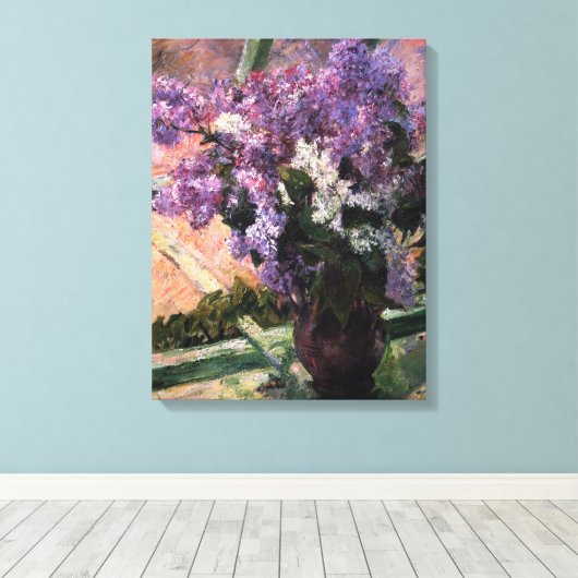 Mary Cassatt - Lilacs in een raam Canvas Afdruk (Insitu (Houten vloer))