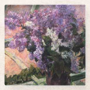 Mary Cassatt - Lilacs in een raam Glazen Onderzetter