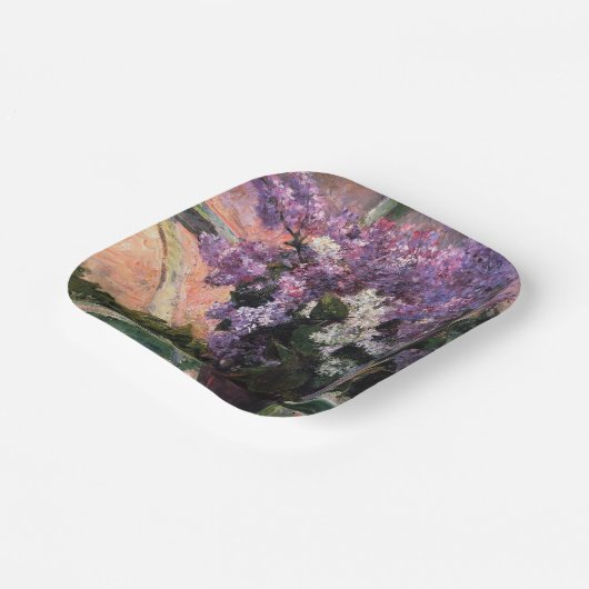 Mary Cassatt - Lilacs in een raam Papieren Bordje (Gebogen)