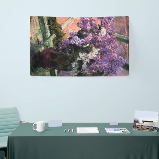 Mary Cassatt - Lilacs in een raam Spandoek (Beurs)