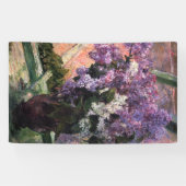 Mary Cassatt - Lilacs in een raam Spandoek (Horizontaal)