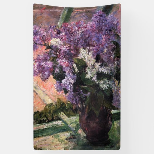 Mary Cassatt - Lilacs in een raam Spandoek (Verticaal)