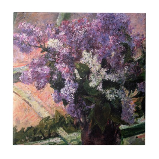 Mary Cassatt - Lilacs in een raam Tegeltje (Voorkant)