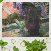 Mary Cassatt - Lilacs in een raam Theedoek (Gevouwen)