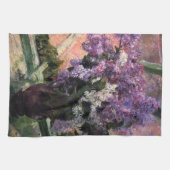 Mary Cassatt - Lilacs in een raam Theedoek (Horizontaal)