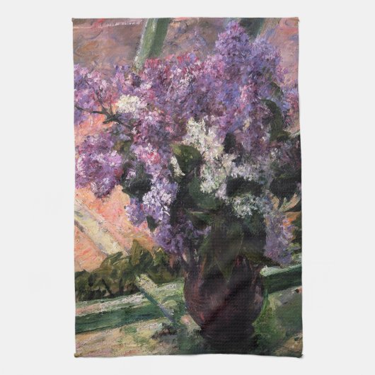 Mary Cassatt - Lilacs in een raam Theedoek (Verticaal)