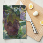 Mary Cassatt Lilacs in een raam Theedoek (Quarter Fold)