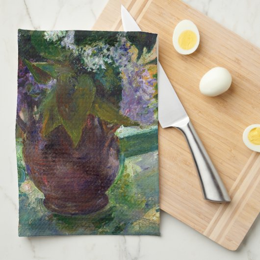 Mary Cassatt Lilacs in een raam Theedoek (Quarter Fold)