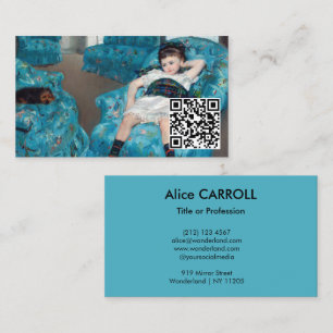 Mary Cassatt - Little Girl Blue Armstoel - QR-code Visitekaartje