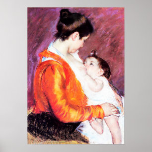 Mary Cassatt - Louise verpleegt haar kind Poster