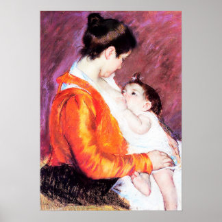 Mary Cassatt - Louise verpleegt haar kind Poster