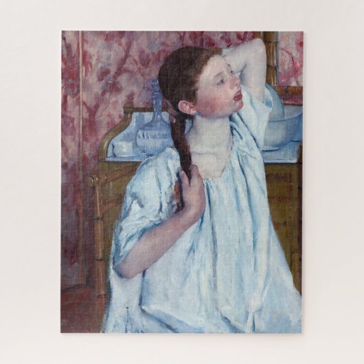 Mary Cassatt - Meisje dat haar haar doet Legpuzzel (Verticaal)