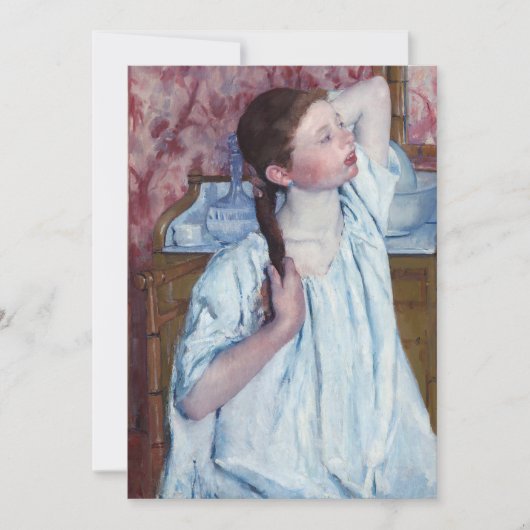 Mary Cassatt - Meisje dat haar haar kamt Bedankkaart (Voorkant)
