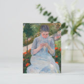 Mary Cassatt - Meisje dat naait in een tuin Briefkaart (Staand voorkant)