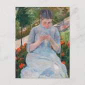 Mary Cassatt - Meisje dat naait in een tuin Briefkaart (Voorkant)