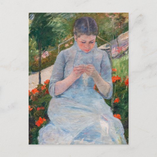 Mary Cassatt - Meisje dat naait in een tuin Briefkaart (Voorkant)