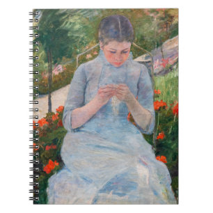Mary Cassatt - Meisje dat naait in een tuin Notitieboek