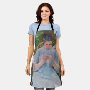 Mary Cassatt - Meisje dat naait in een tuin Schort