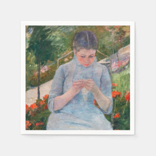 Mary Cassatt - Meisje dat naait in een tuin Servet