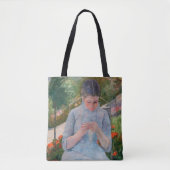 Mary Cassatt - Meisje dat naait in een tuin Tote Bag (Voorkant)