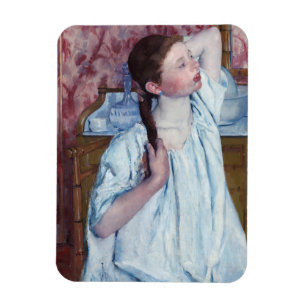 Mary Cassatt - Meisje doet haar haar Magneet