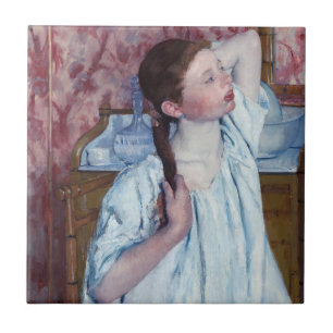 Mary Cassatt - Meisje doet haar haar Tegeltje