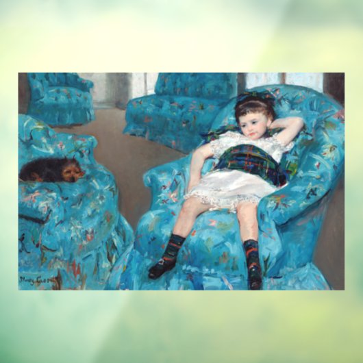 Mary Cassatt - Meisje in een blauwe leunstoel Raamsticker (Vel 3)