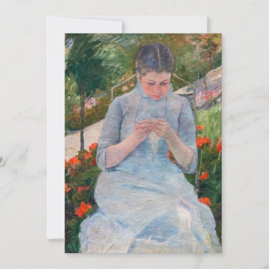 Mary Cassatt - Meisje naait in een tuin Bedankkaart (Voorkant)