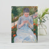 Mary Cassatt - Meisje naait in een tuin Bedankkaart (Staand voorkant)